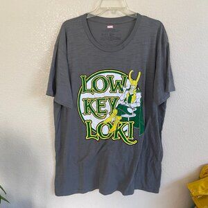 Disney Marvel Comics Low Key Loki T Shirt XXL Gray Cos-Play Organic Cotton